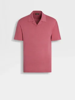 Fuchsia Silk and Cotton Piquet Polo Shirt