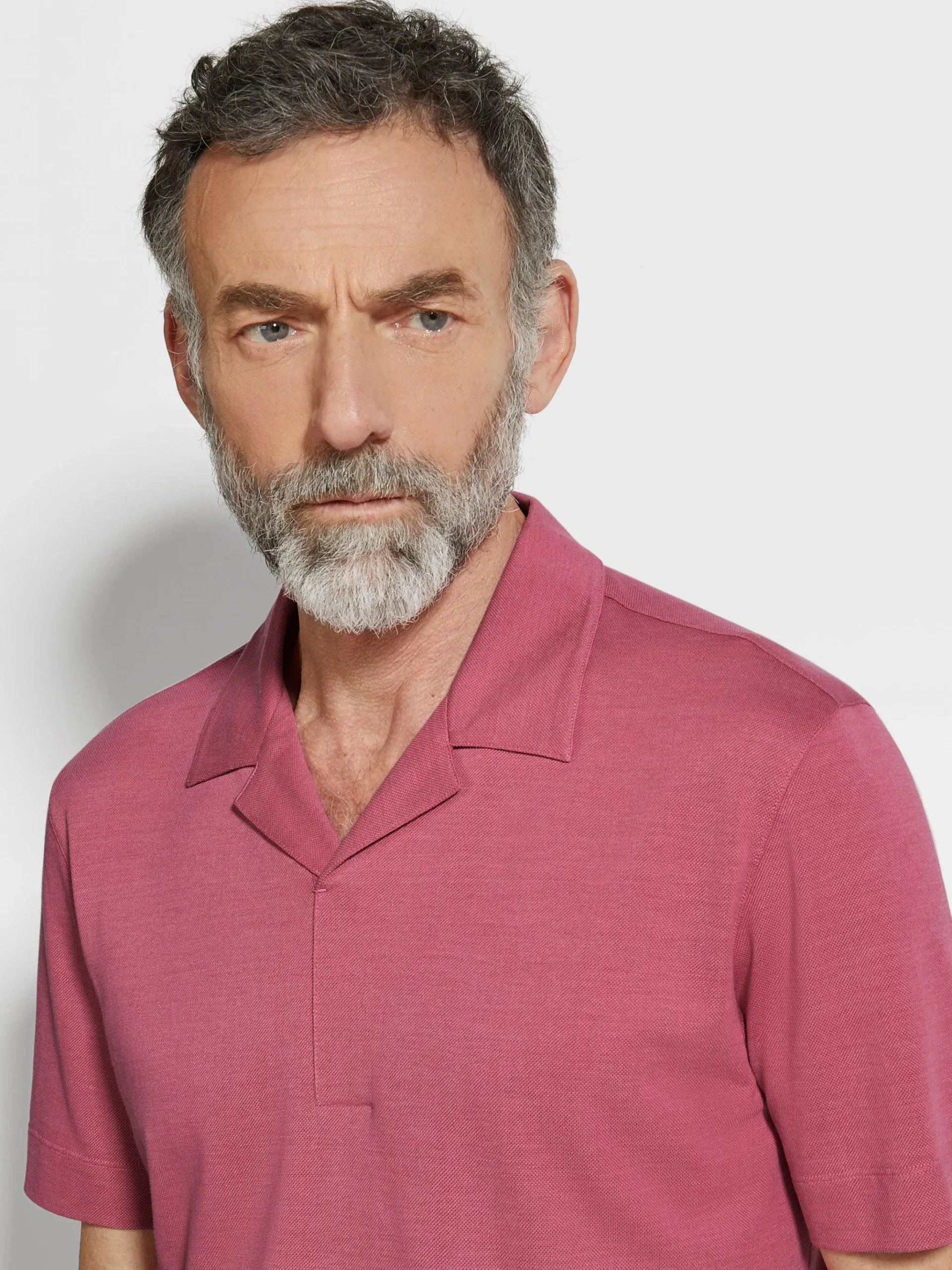 Fuchsia Silk and Cotton Piquet Polo Shirt