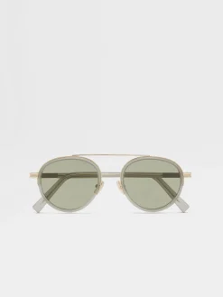 Green Orizzonte II Acetate and Metal Sunglasses