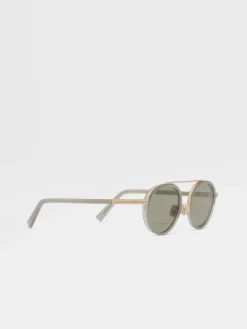 Green Orizzonte II Acetate and Metal Sunglasses