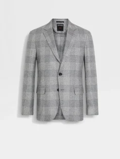 Grey and White Silk and Cashmere Jacket
