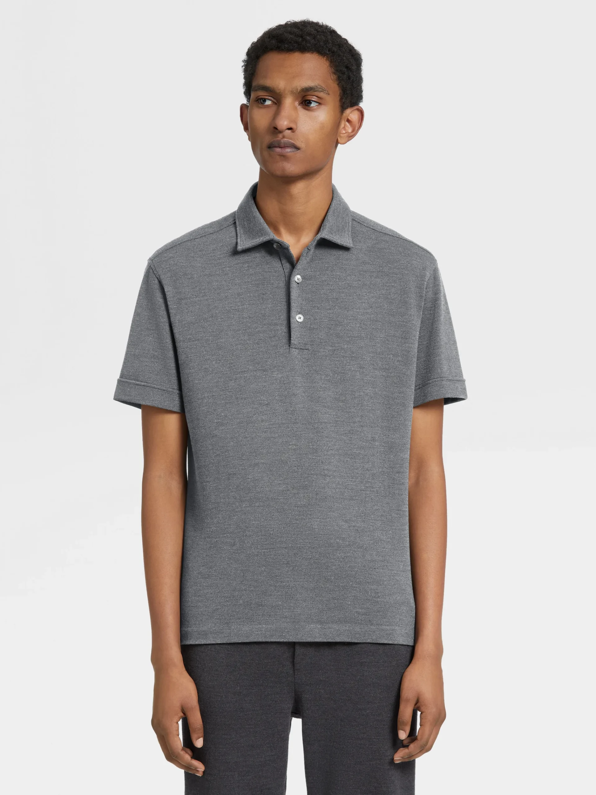 Grey Mélange 12milmil12 Wool Polo Shirt