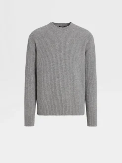 Grey Mélange Oasi Cashmere Crewneck