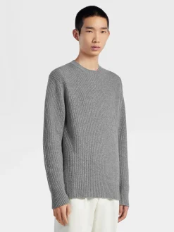 Grey Mélange Oasi Cashmere Crewneck