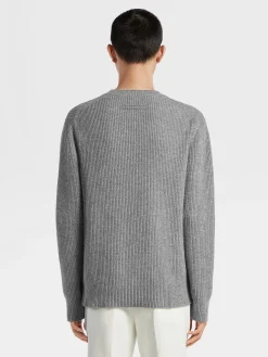Grey Mélange Oasi Cashmere Crewneck