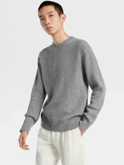 Grey Mélange Oasi Cashmere Crewneck