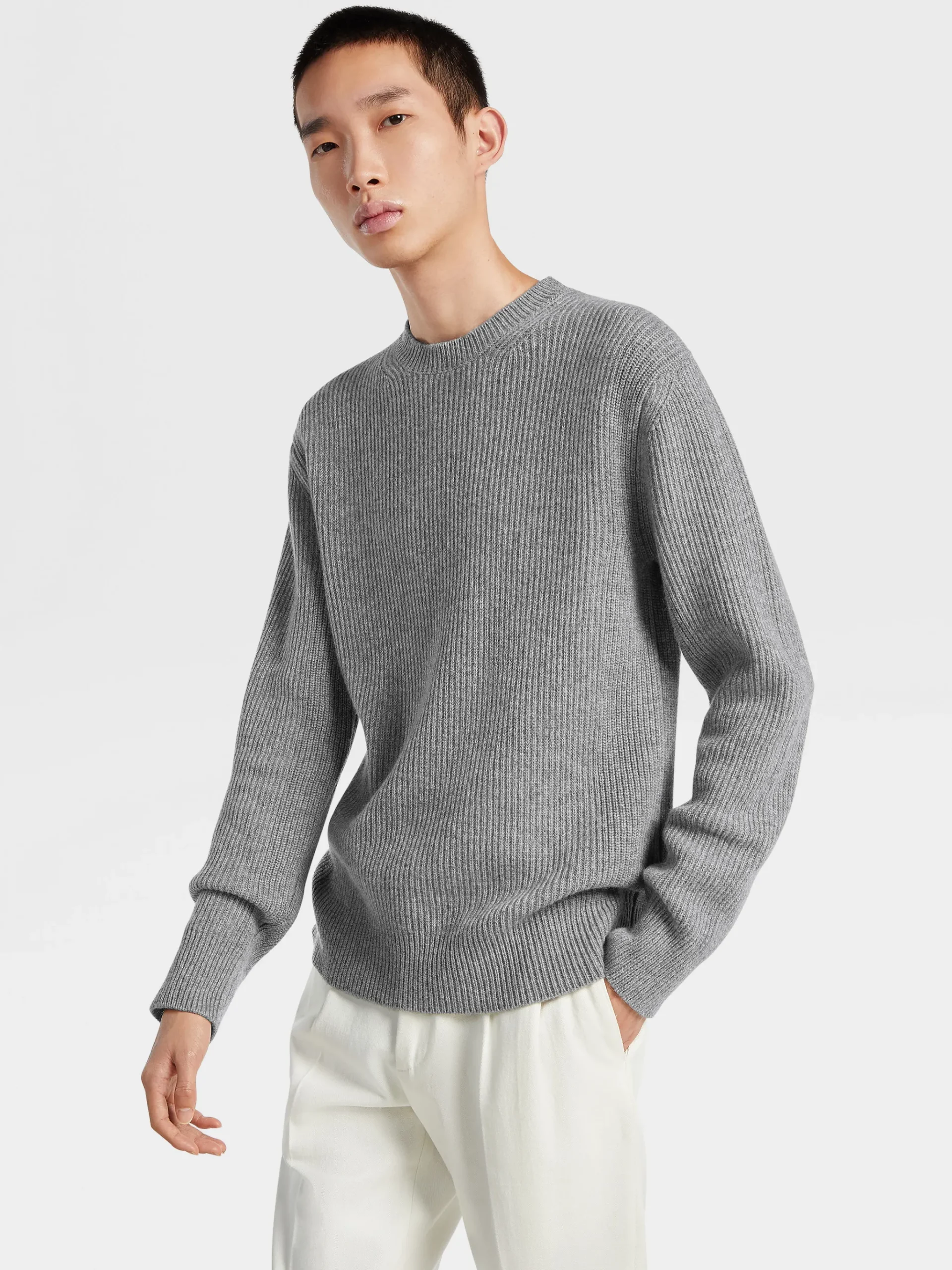 Grey Mélange Oasi Cashmere Crewneck