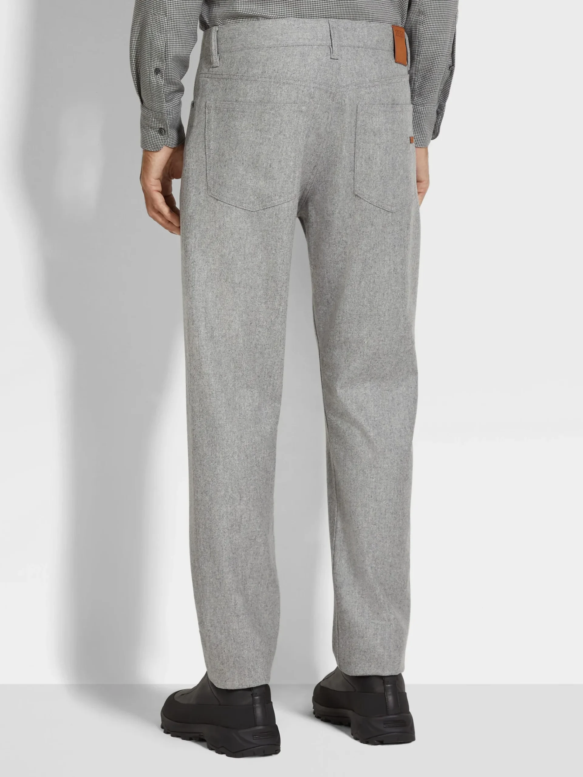 Grey Mélange Wool and Cashmere Roccia Pants