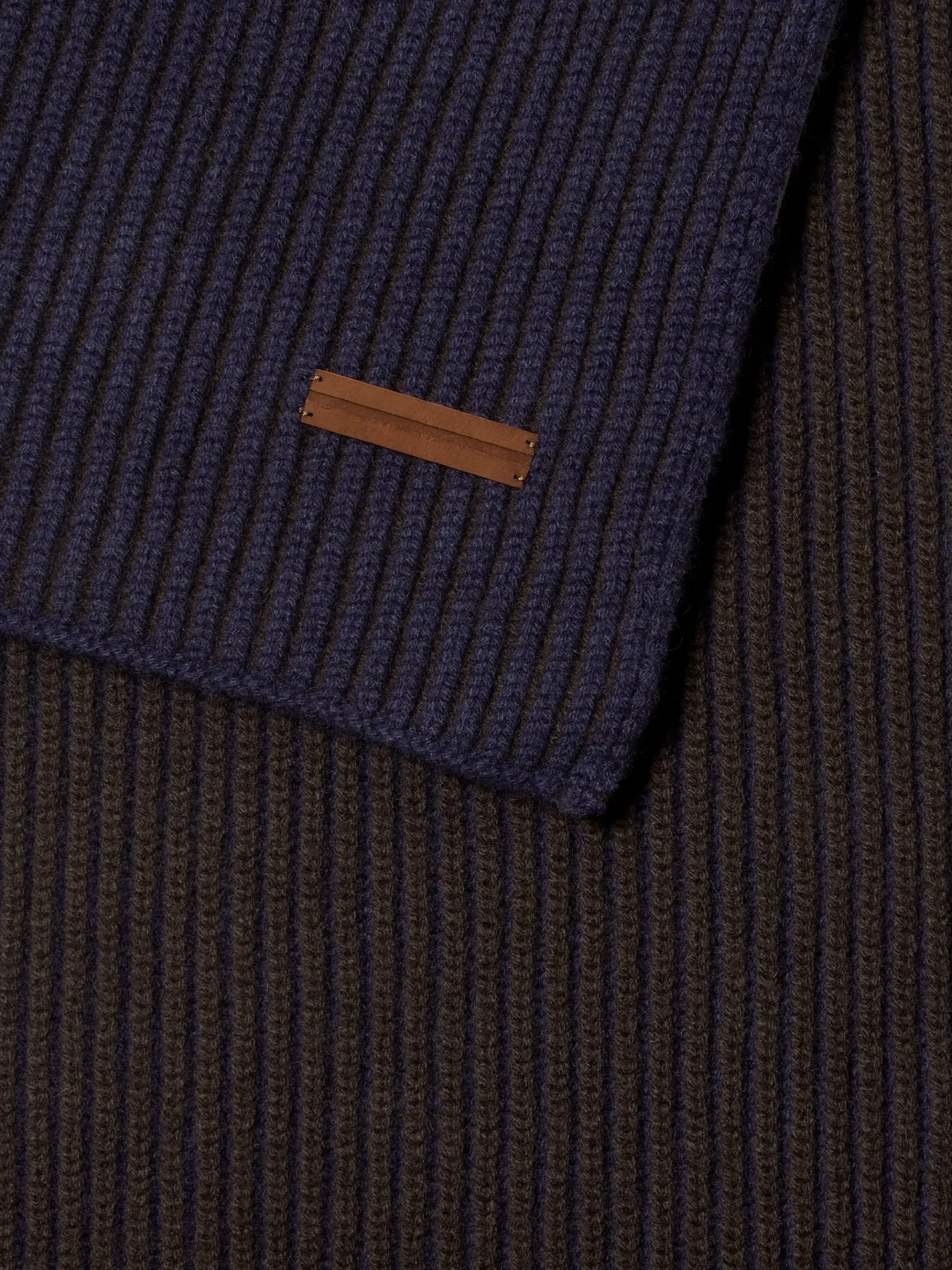 Ink Blue and Dark Brown Oasi Cashmere Scarf