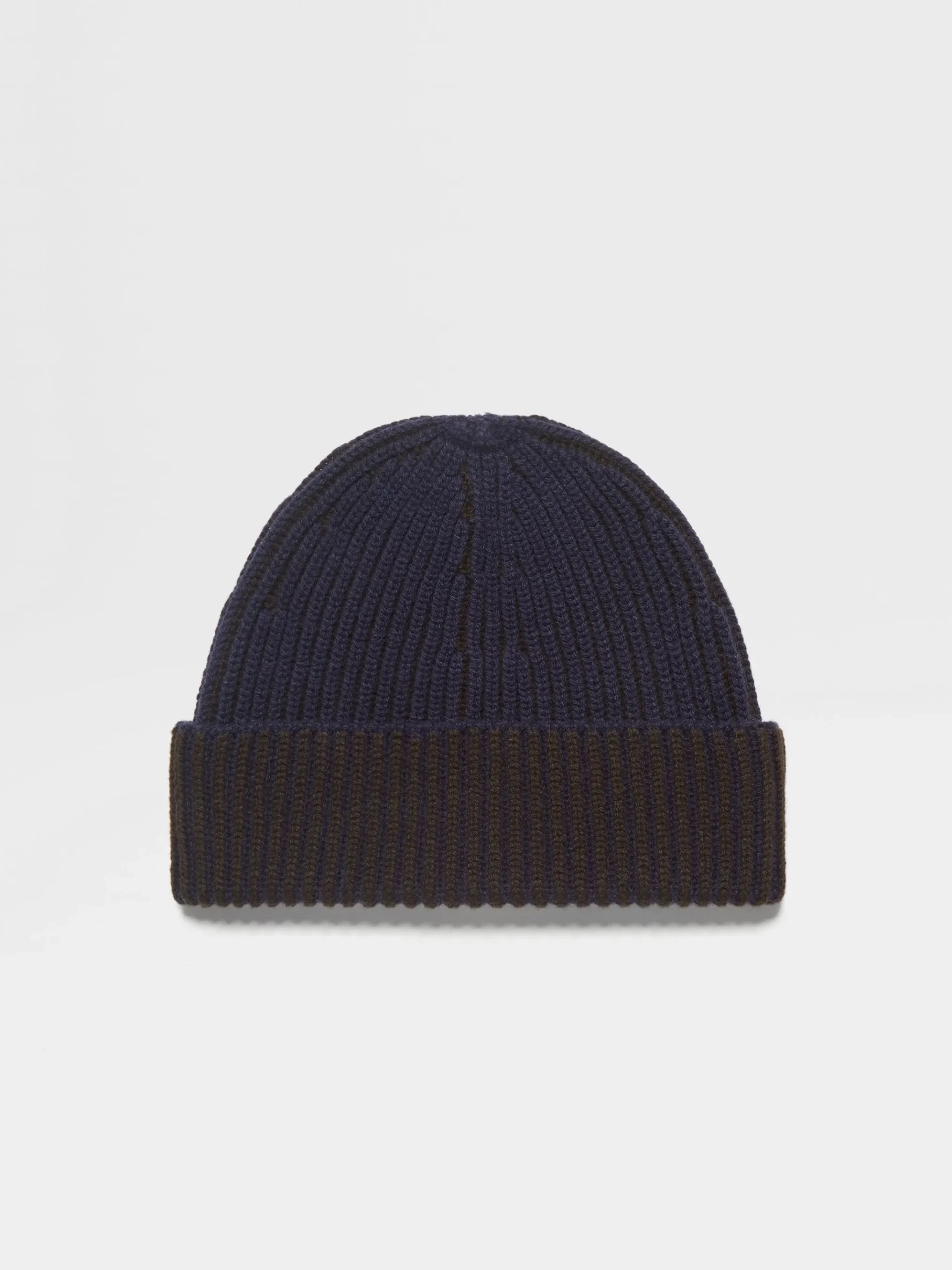 Ink Blue and Dark Brown Oasi Cashmere Beanie