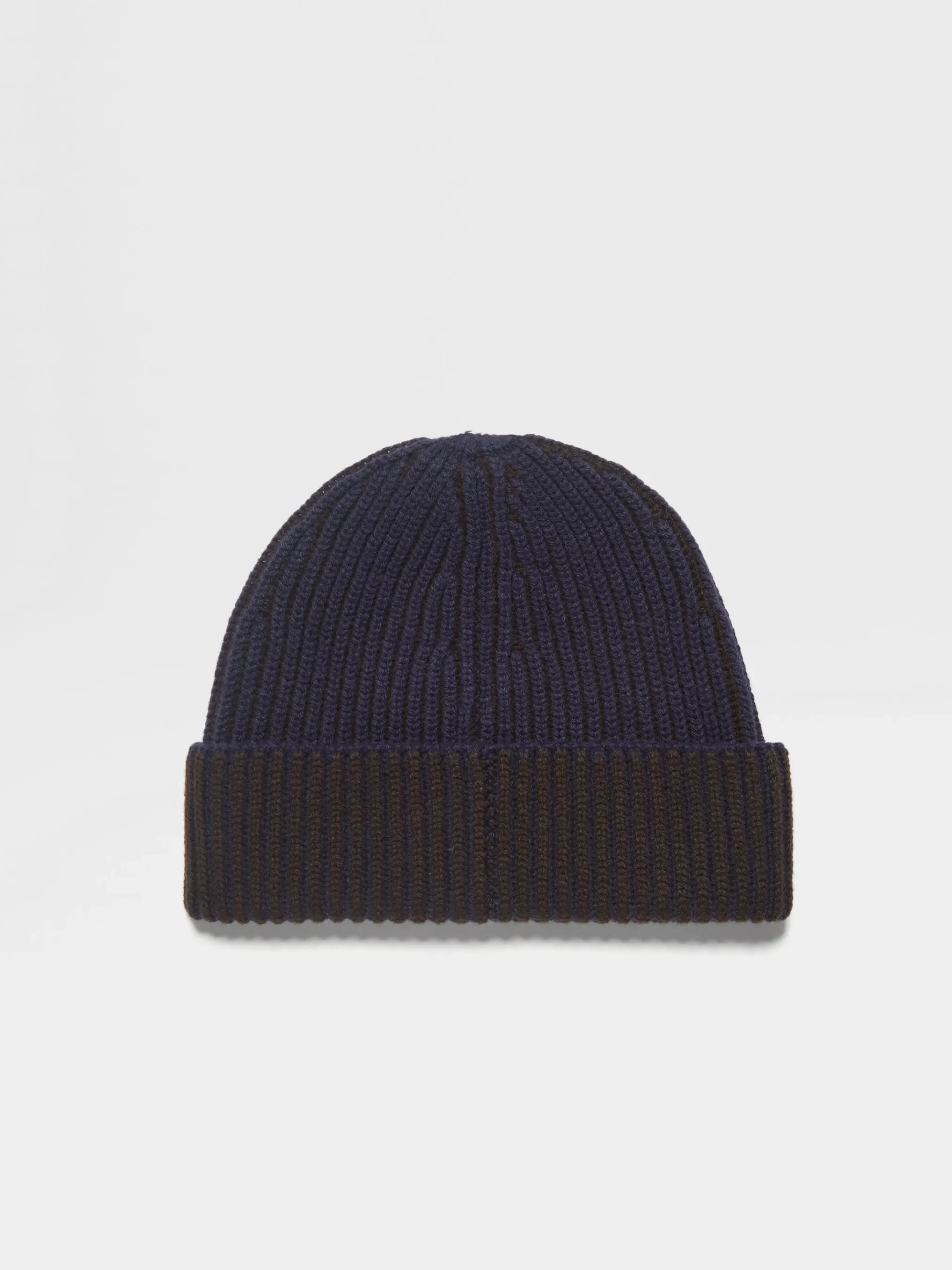 Ink Blue and Dark Brown Oasi Cashmere Beanie