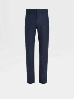 Ink Blue Wool and Cashmere Roccia Pants