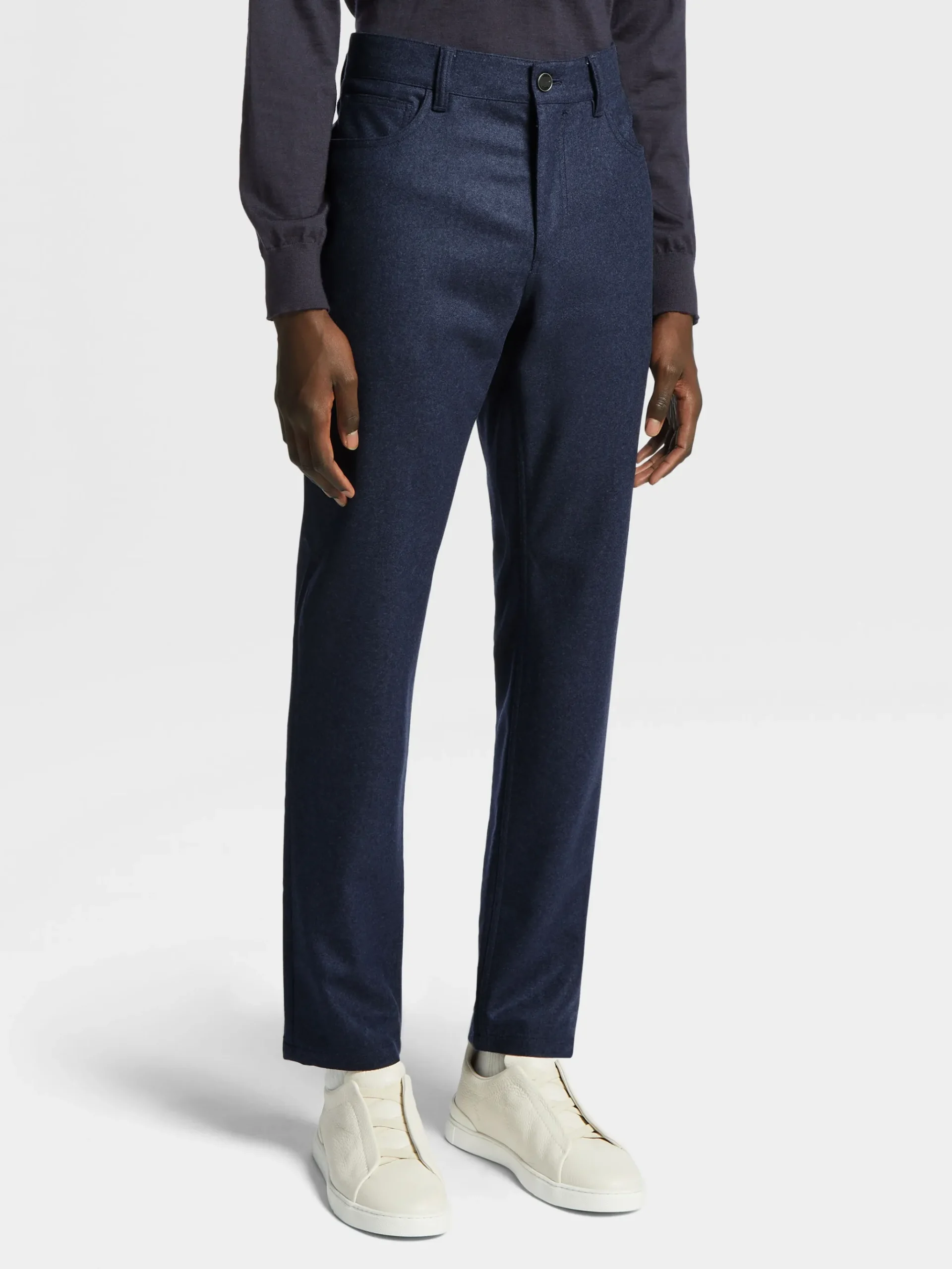 Ink Blue Wool and Cashmere Roccia Pants