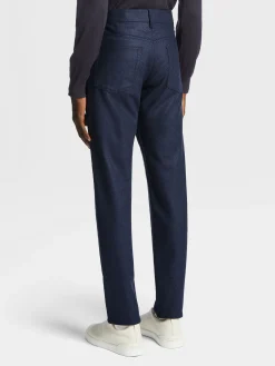 Ink Blue Wool and Cashmere Roccia Pants