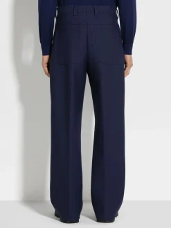 Ink Blue Wool Pants