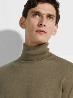 Khaki Cashseta Turtleneck