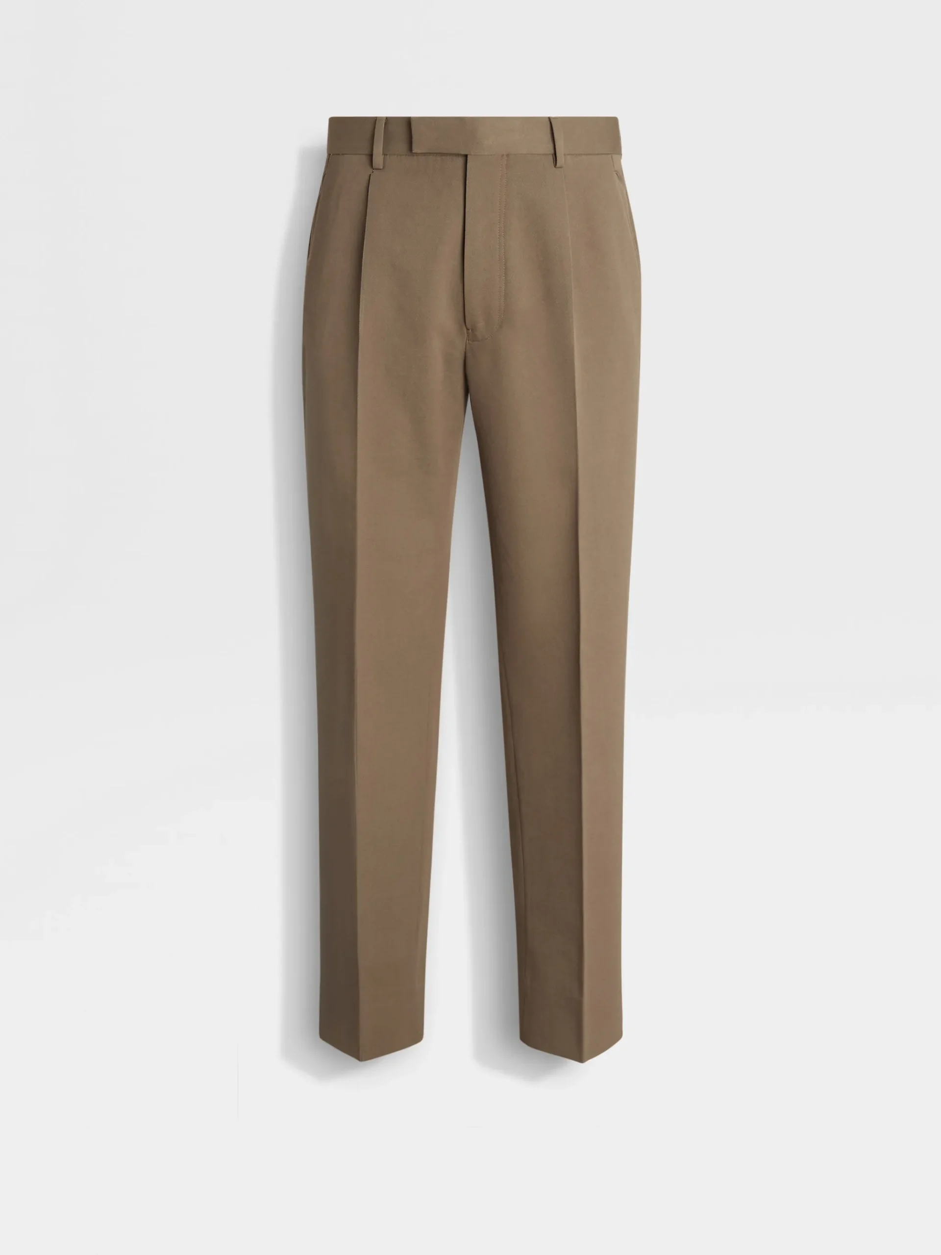 Khaki Cotton and Wool Pants