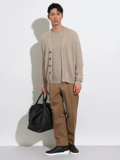 Khaki Cotton and Wool Pants