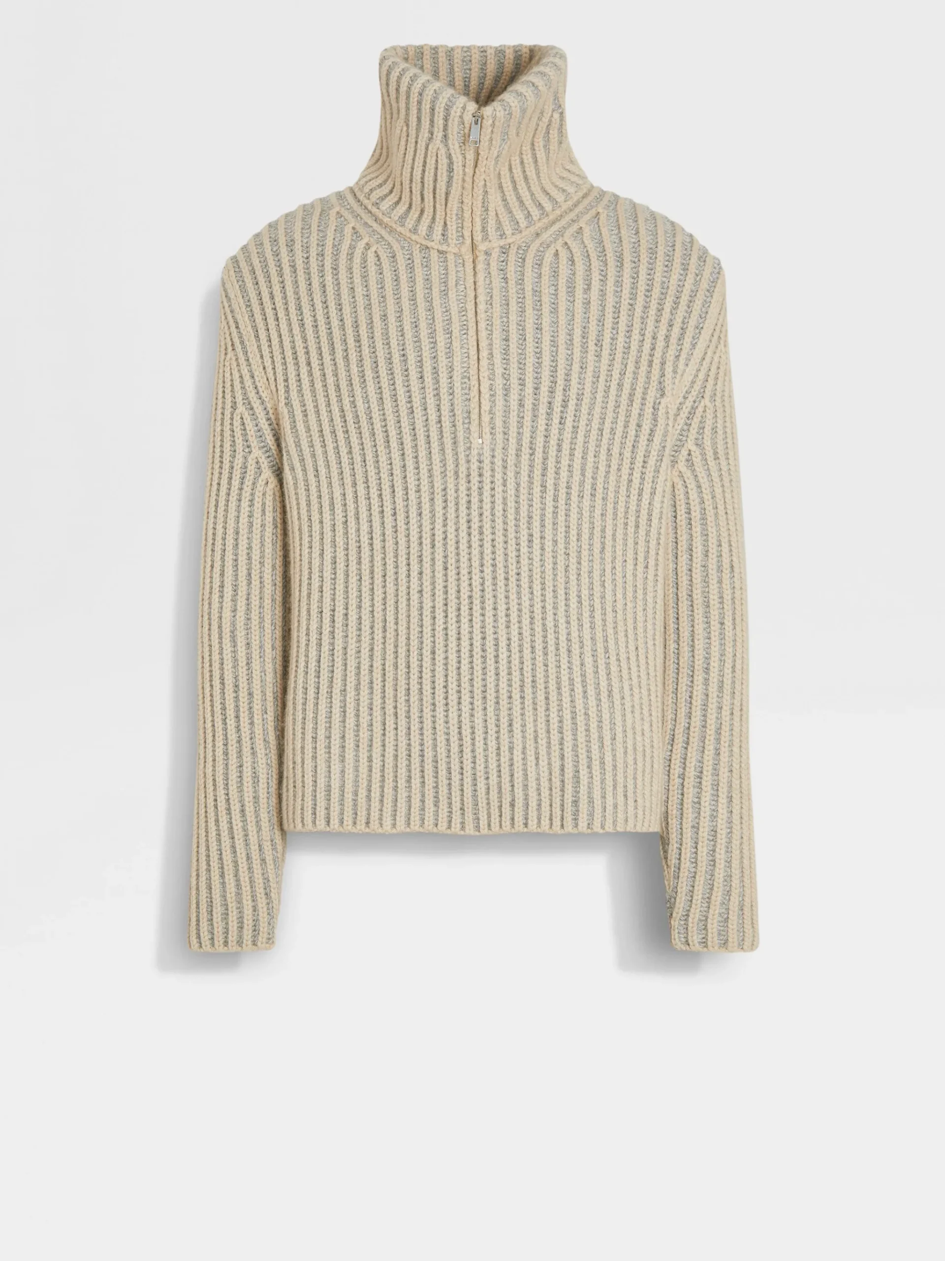 Light Beige and Grey Oasi Cashmere Turtleneck