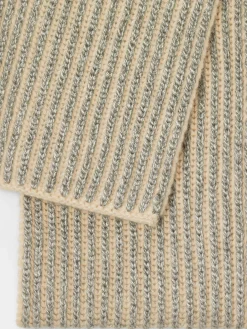 Light Beige and White Oasi Cashmere Scarf