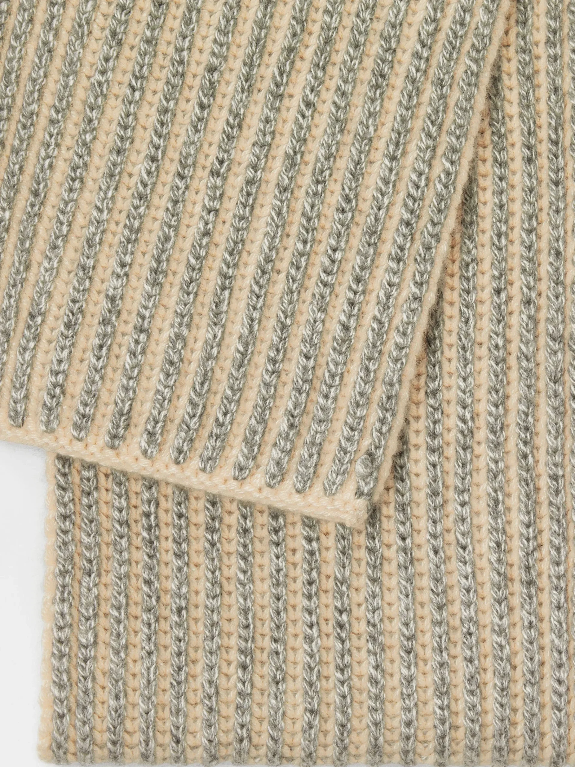 Light Beige and White Oasi Cashmere Scarf