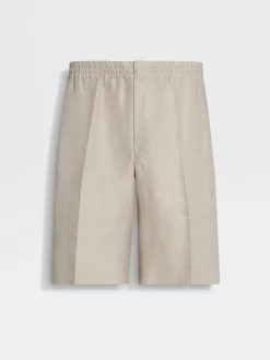 Light Beige Oasi Lino Shorts