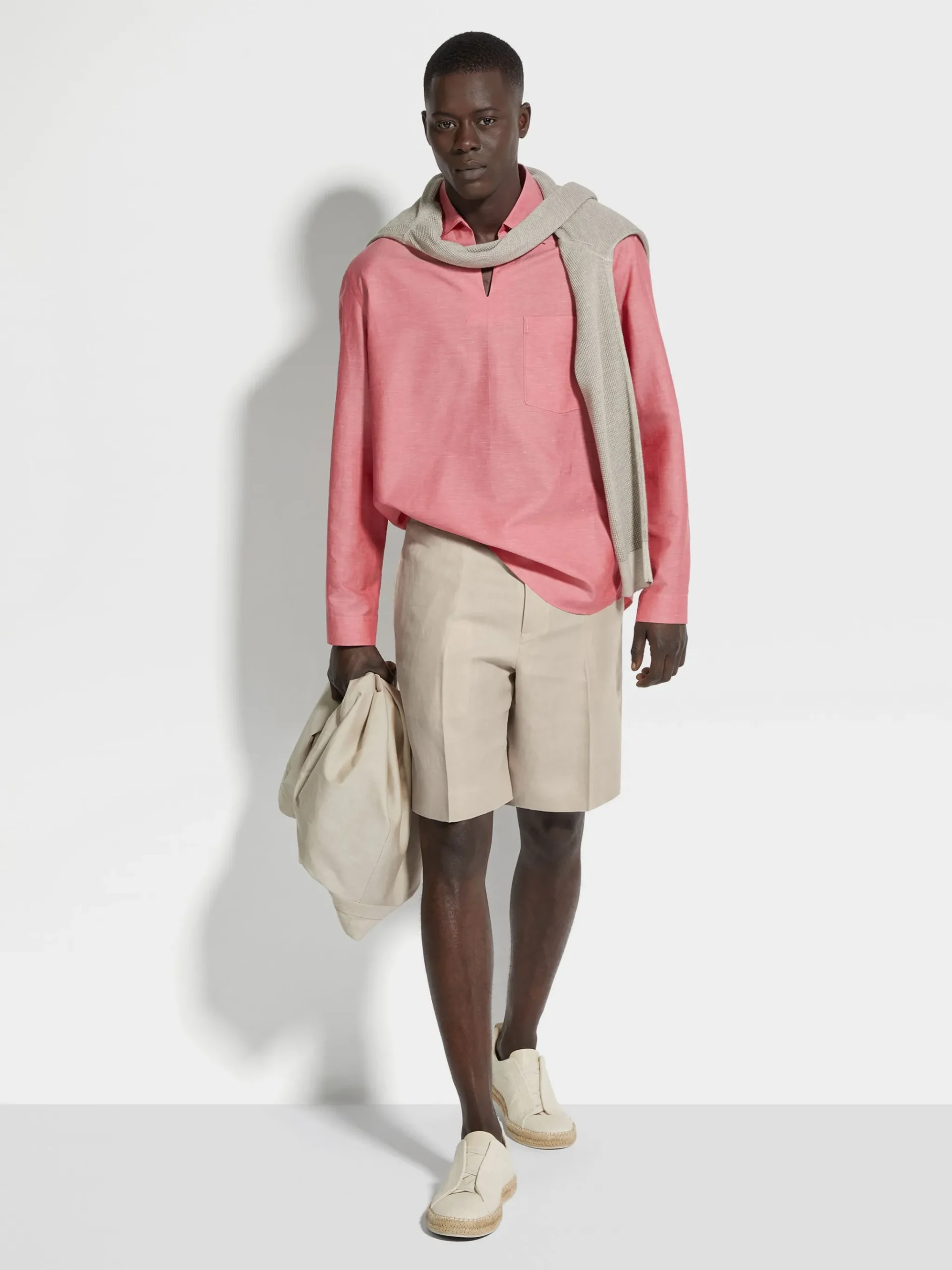 Light Beige Oasi Lino Shorts