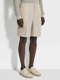 Light Beige Oasi Lino Shorts