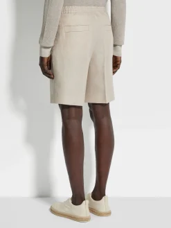 Light Beige Oasi Lino Shorts