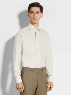 Light Beige Silk Cotton and Cashmere Shirt