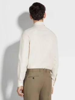 Light Beige Silk Cotton and Cashmere Shirt
