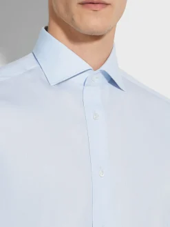 Light Blue Micro-striped Centoventimila Cotton Shirt