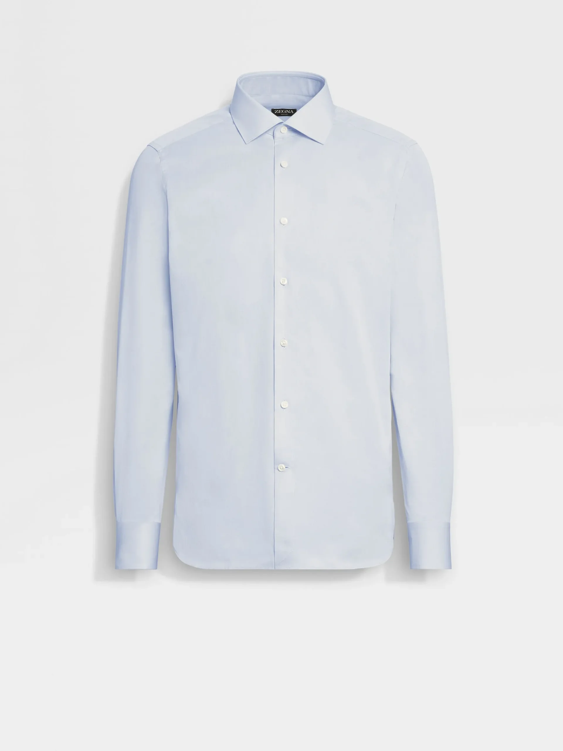 Light Blue Structured Micro-striped Trecapi Cotton Shirt