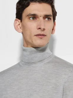 Light Grey Mélange Cashseta Turtleneck