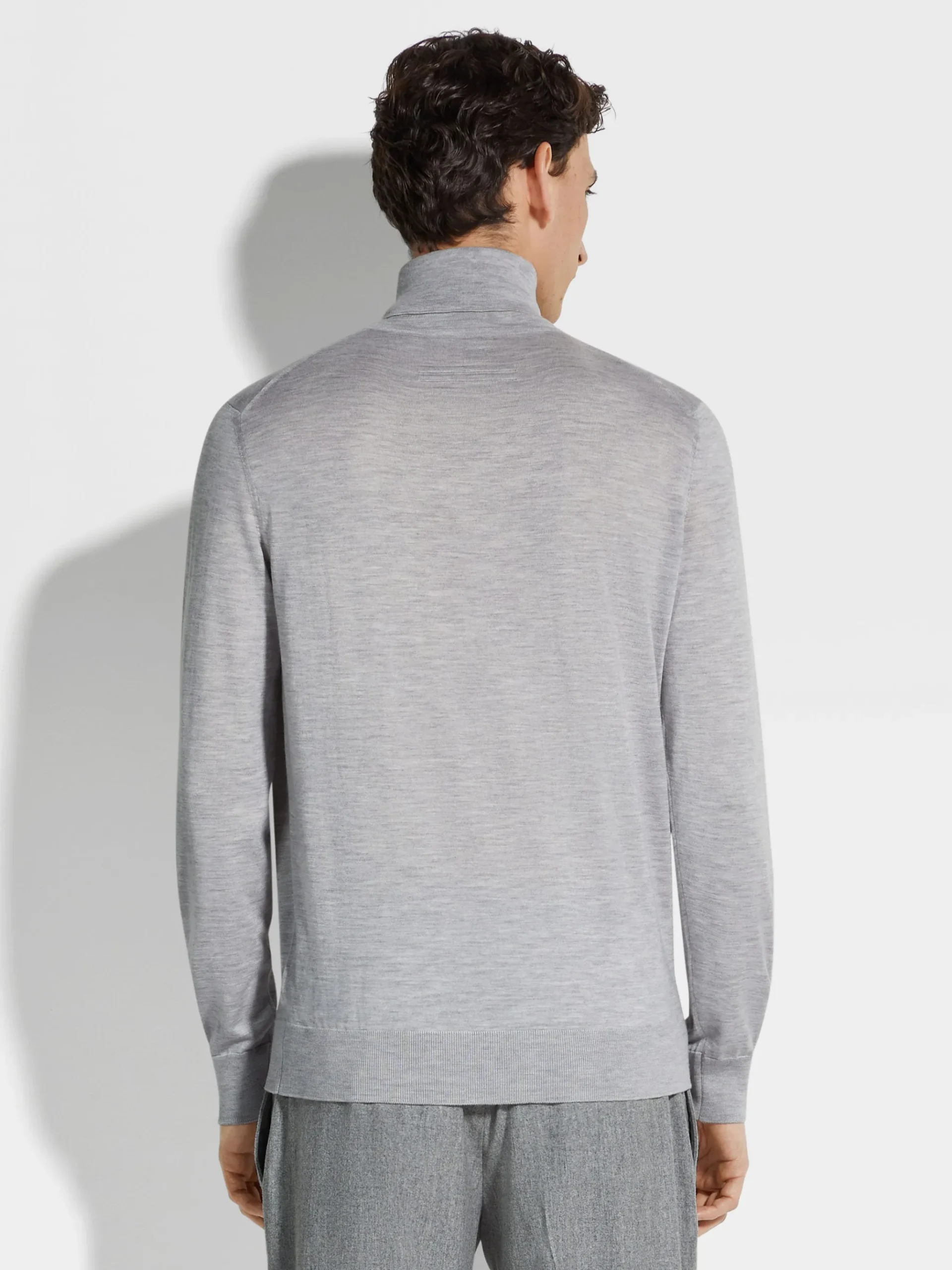 Light Grey Mélange Cashseta Turtleneck
