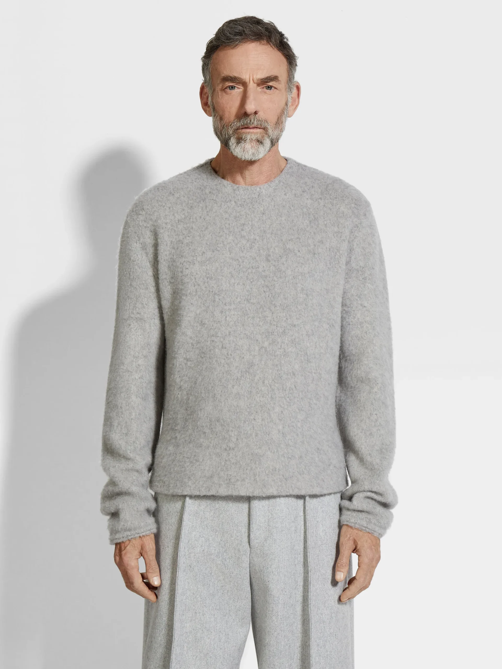 Light Grey Mélange Oasi Cashmere Crewneck