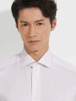 Light Pink Micro-striped Centoventimila Cotton Shirt