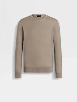 Light Taupe Cashseta Crewneck