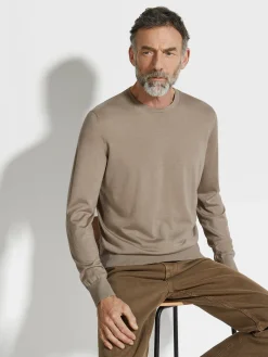 Light Taupe Cashseta Crewneck