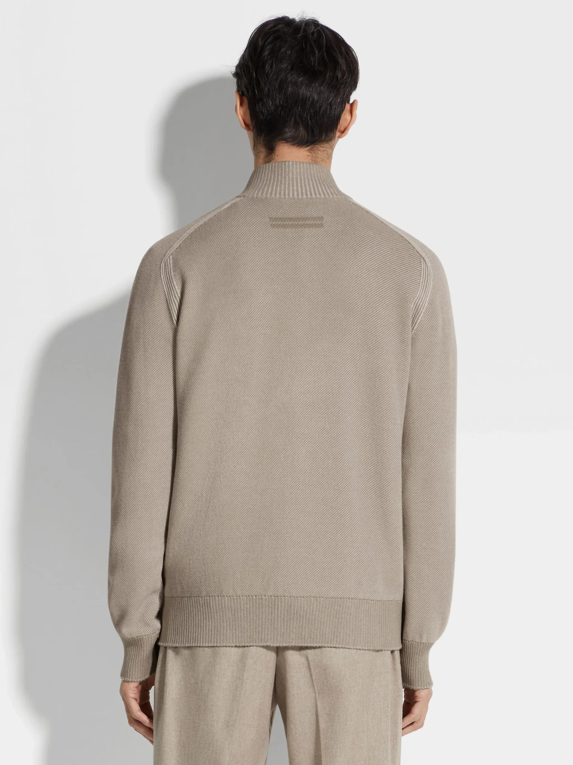 Light Taupe Cashseta Full Zip Cardigan
