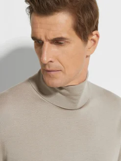 Light Taupe Cashseta Turtleneck