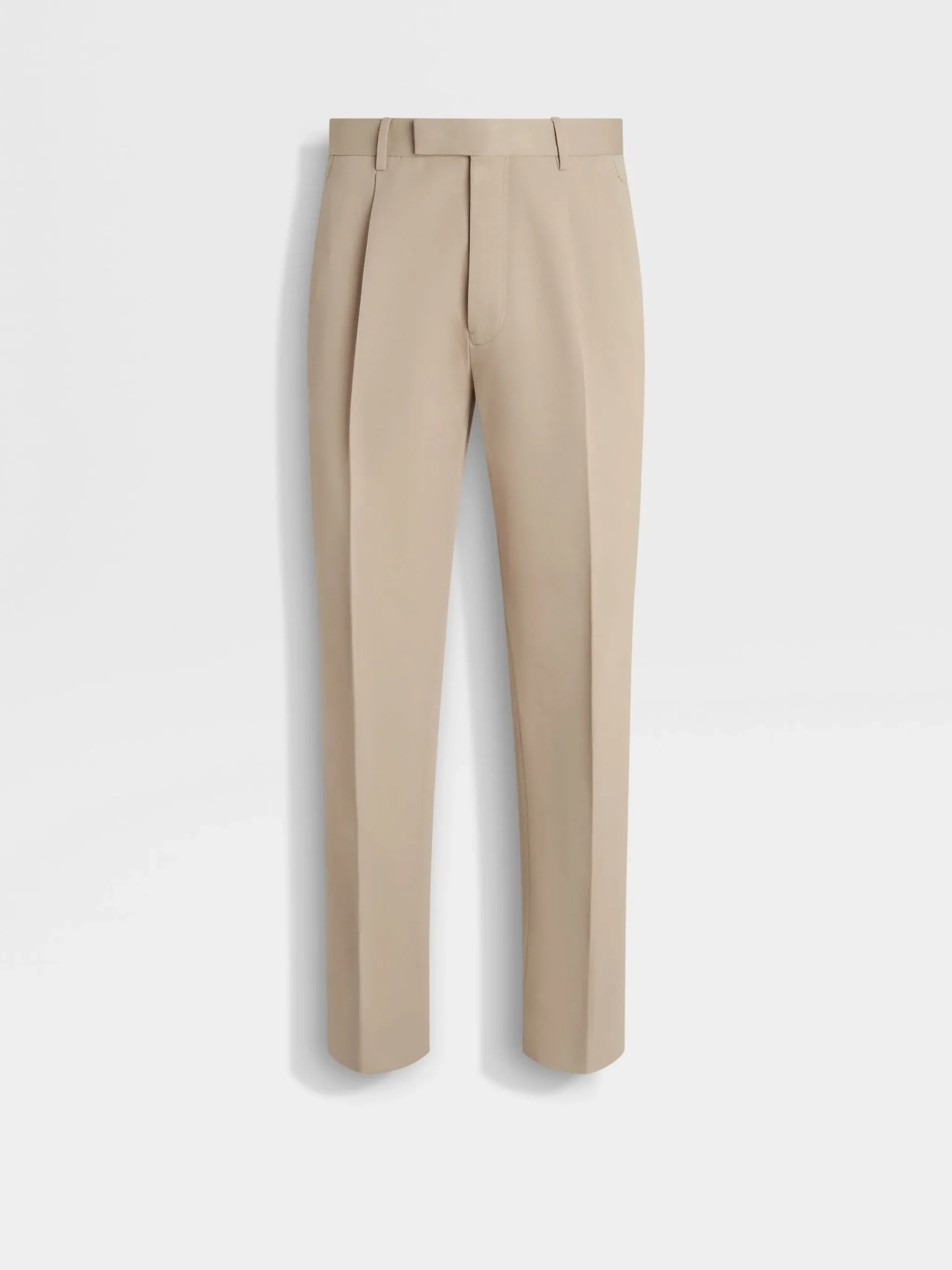 Light Taupe Cotton and Wool Pants