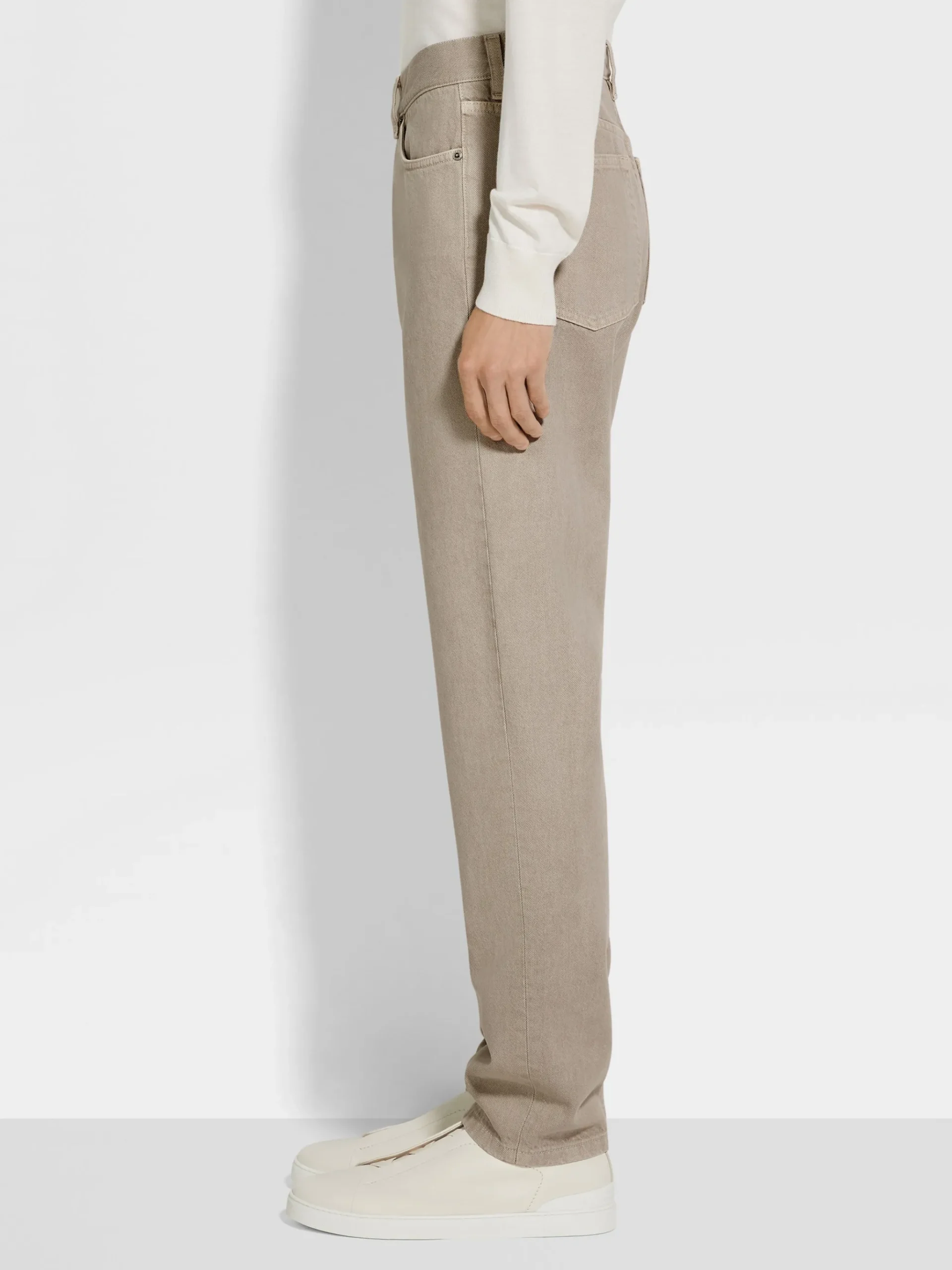 Light Taupe Cotton Roccia Jeans