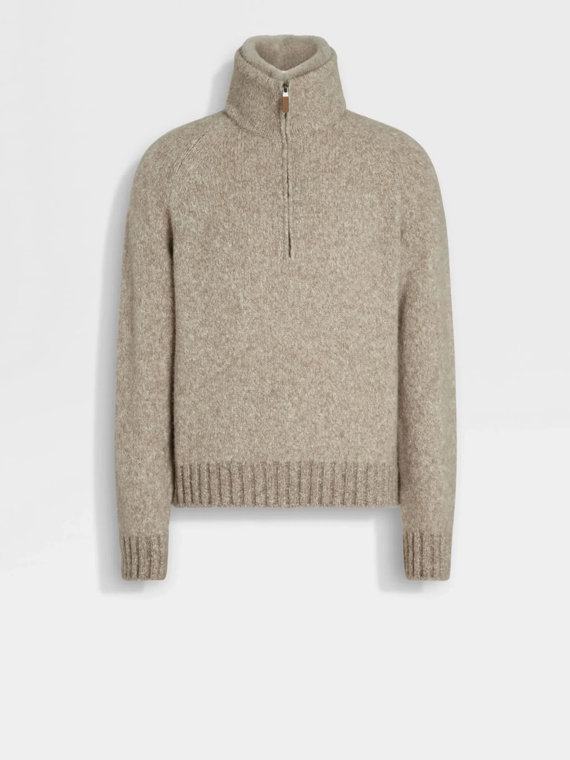 Light Taupe Mélange Cashmere Blend Polo Shirt