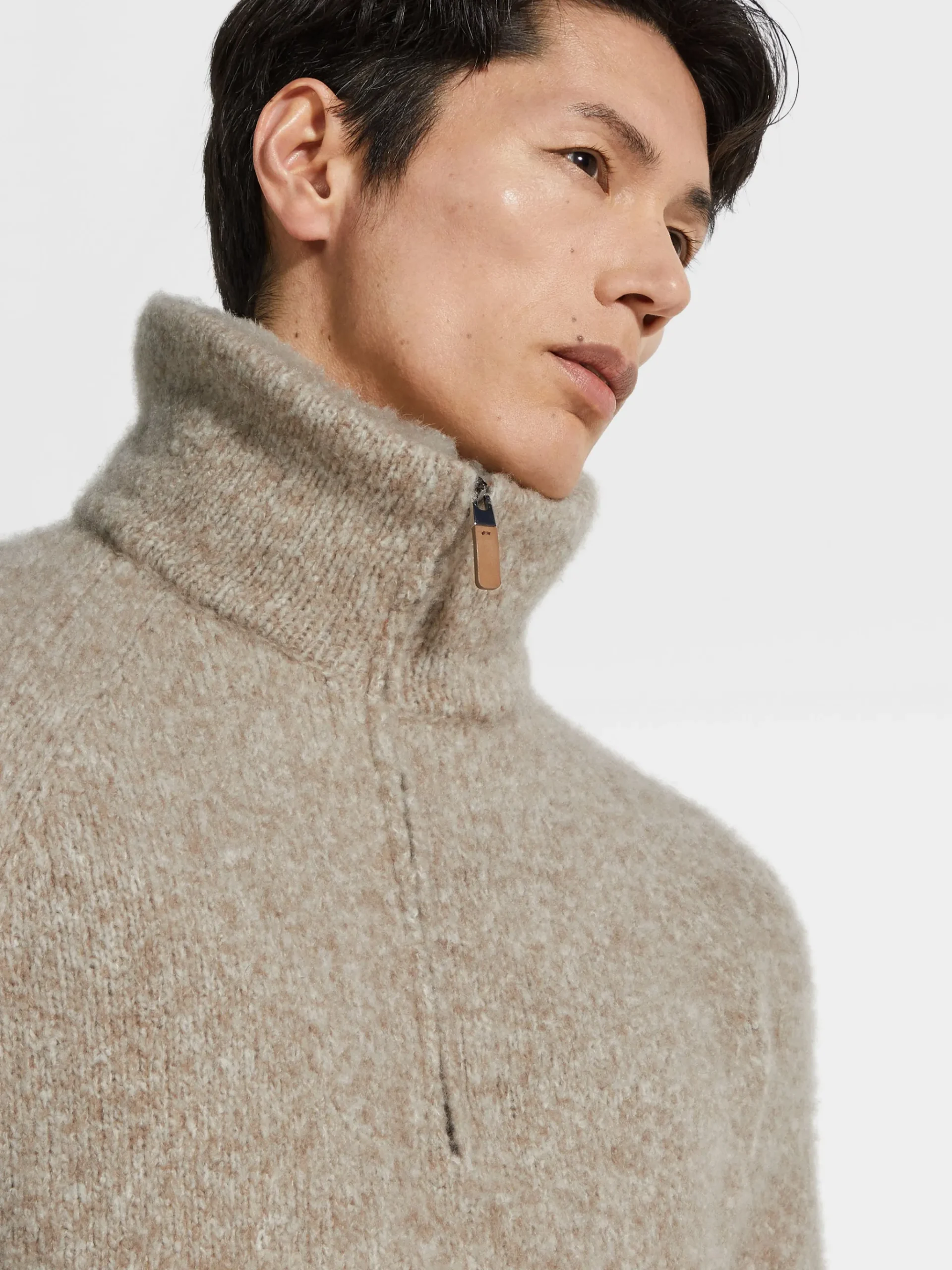 Light Taupe Mélange Cashmere Blend Polo Shirt