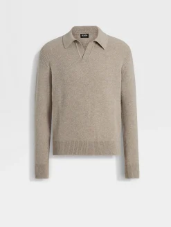 Light Taupe Mélange Oasi Cashmere Polo Shirt