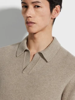 Light Taupe Mélange Oasi Cashmere Polo Shirt