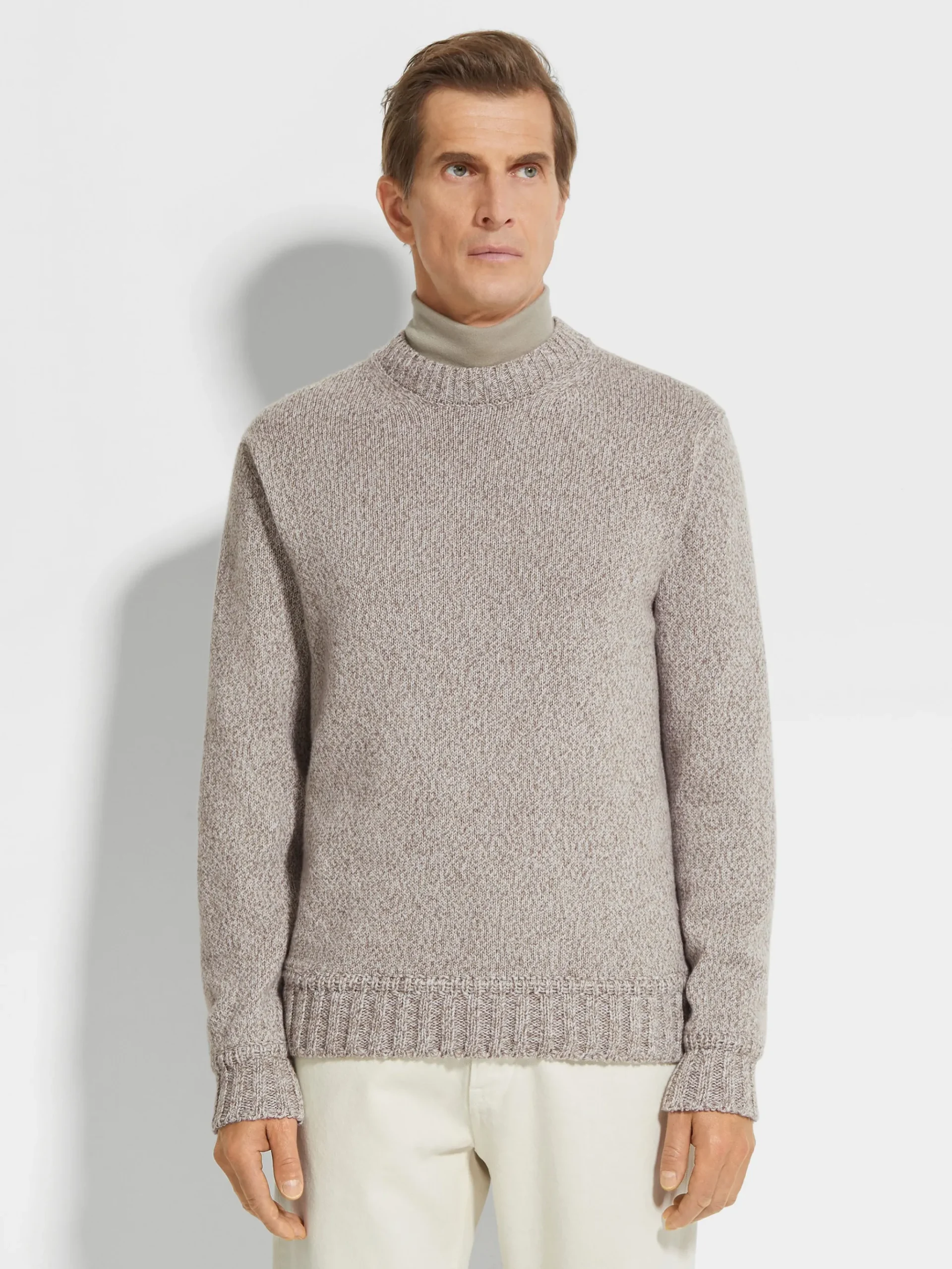 Light Taupe Mélange Oasi Cashmere Crewneck