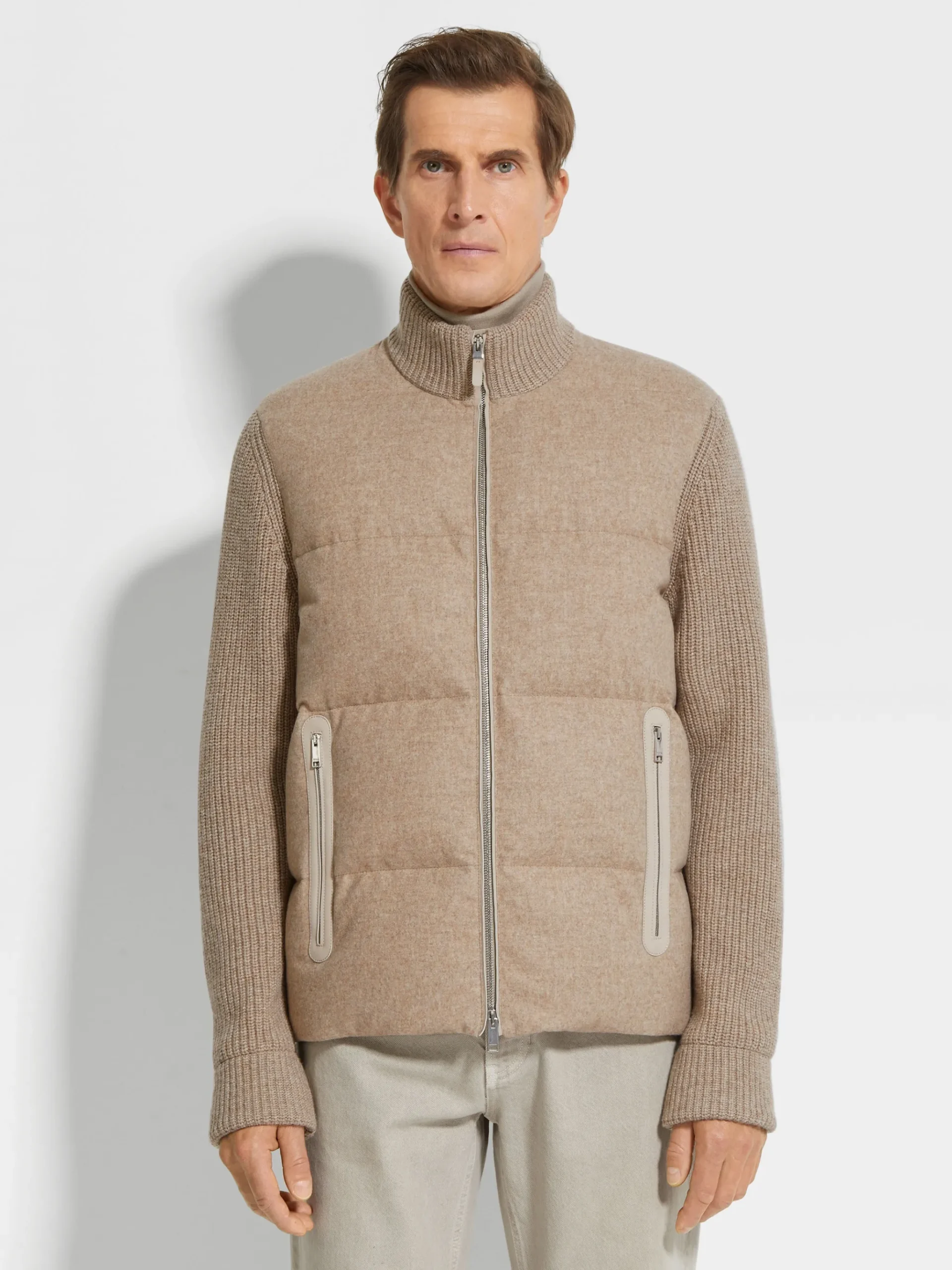 Light Taupe Multimélange Oasi Cashmere Full Zip Blouson