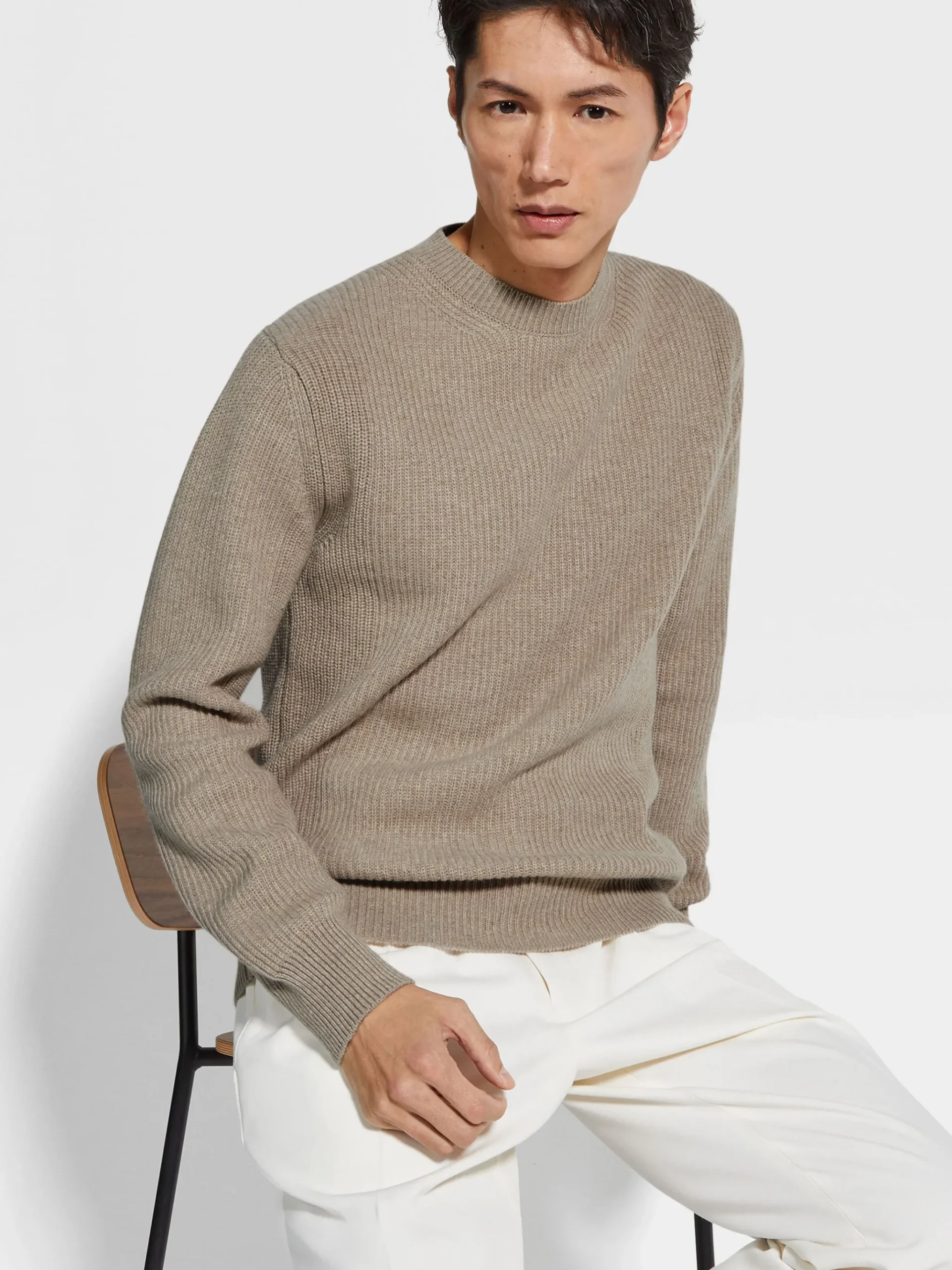 Light Taupe Oasi Cashmere Crewneck